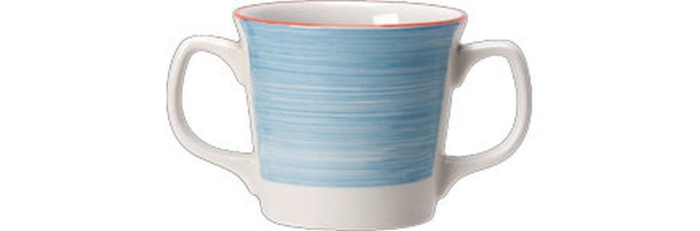 Steelite Becher mit zwei Griffen 0,29 l weiß mit Rio Blue