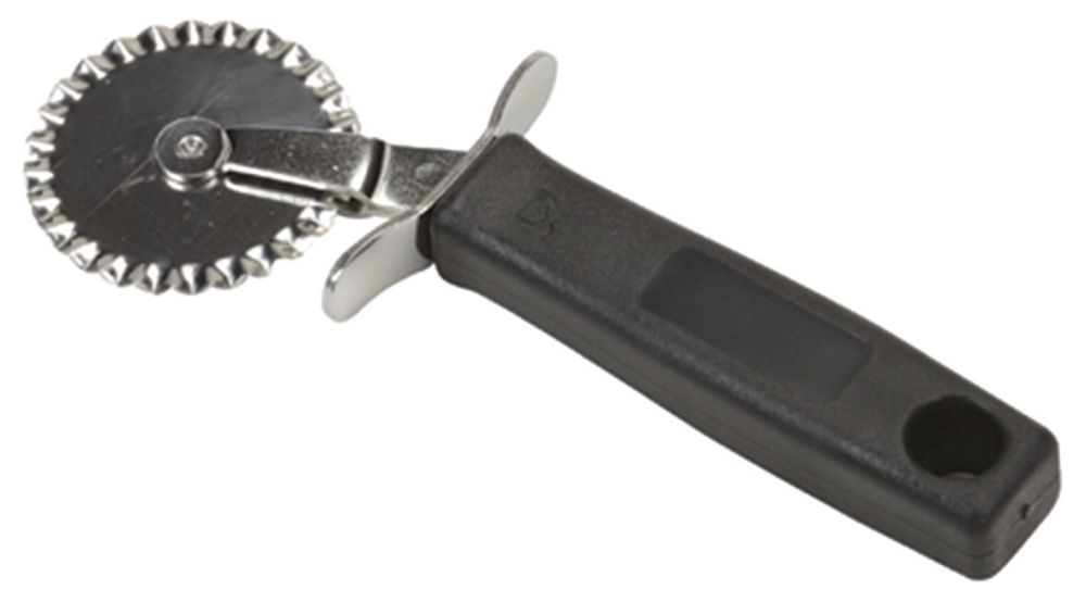 Schneider Teig- / Pizzaschneider einfach gewellt 185 x 55 mm + Handschutz und Aufhängeöse