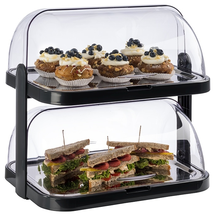 Buffetvitrine -DOPPELDECKER- 44 x 32 cm, H: 44 cm , Schwarz