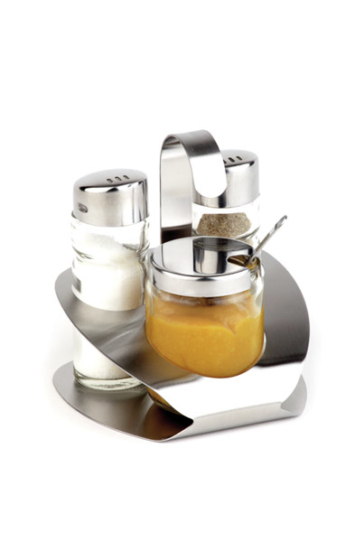 3-tlg. Menage -Pro- 10 x 10 cm, H: 11,5 cm , Edelstahl