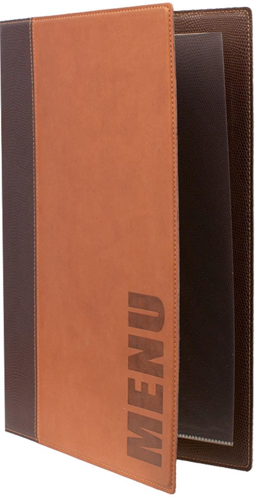 Speisekarte A4 mit 2 Einl./ 4 Seiten braun