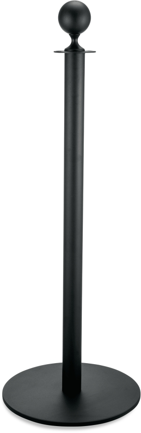 Abgrenzungspfosten Classic mit flachem Fuß, Kugel, schwarz pulverbeschichtet, Edelstahl