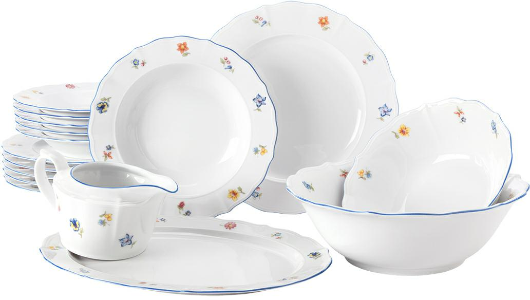 Seltmann Tafelservice 16-teilig E -Sonate- rund mit Relief traditionell - Dekor: 34032 - Nostalgie