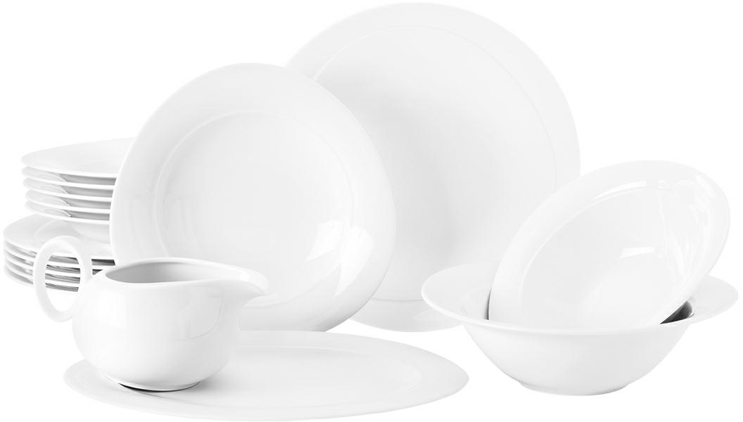 Seltmann Tafelservice 16-teilig TE -Trio- rund mit Relief modern - Dekor: 7 - weiss