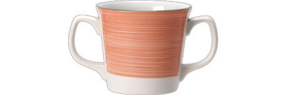 Steelite Becher mit zwei Griffen 0,29 l weiß mit Rio Pink