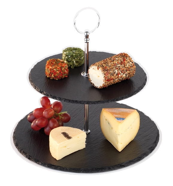 2-stufige Etagère Ø 25 / 20 cm, H: 24 cm , Schwarz