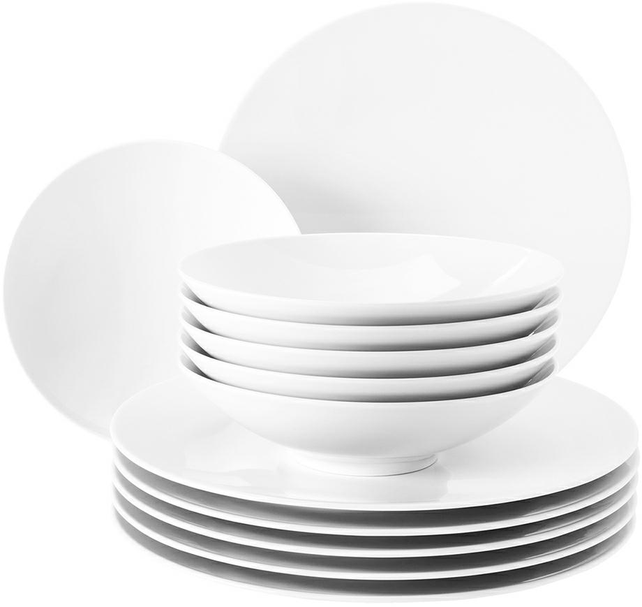 Seltmann Tafelservice 12-teilig Life -Life- rund modern - Dekor: 3 - weiss