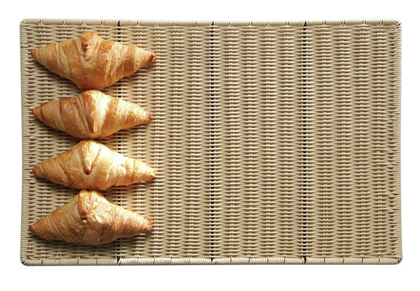 Auslage-Tablett, flach 60 x 40 cm, H: 1 cm , hellbeige