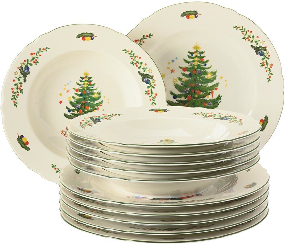 Seltmann Tafelservice 12-teilig -Marieluise- rund mit Relief traditionell -Dekor: 43607 -Weihnachten