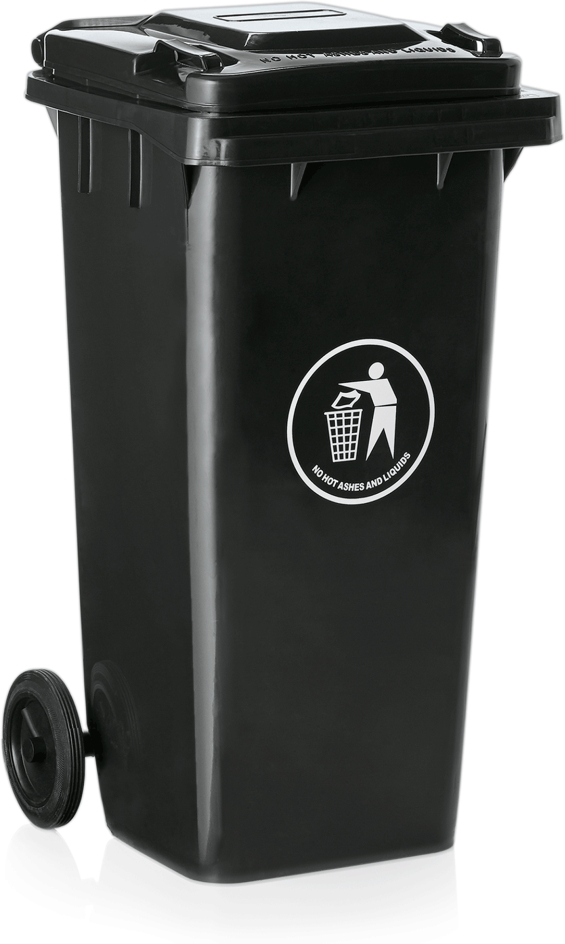 Abfalltonne mit 2 Rollen, 120 ltr., grau, HDPE Kunststoff