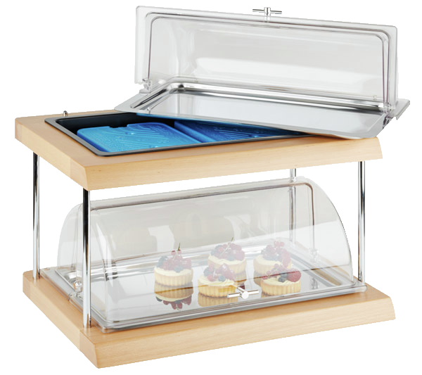 Buffetvitrine -DOPPELDECKER- 60 x 41 cm, H: 36 cm , Edelstahl
