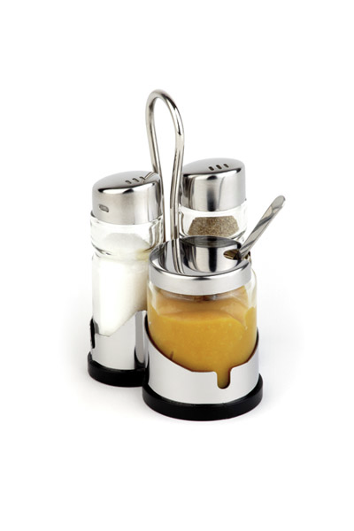 3-tlg. Menage -ECONOMIC- 8 x 8 cm, H: 12 cm , Edelstahl