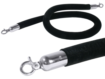 Abgrenzungsseil schwarz 150 cm mit verchromten Beschlägen