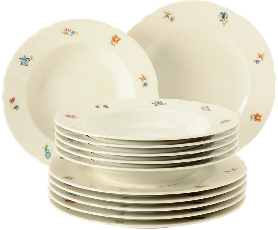 Seltmann Tafelservice 12-teilig -Marieluise- rund mit Relief traditionell Dekor: 44714 - Blütenmeer