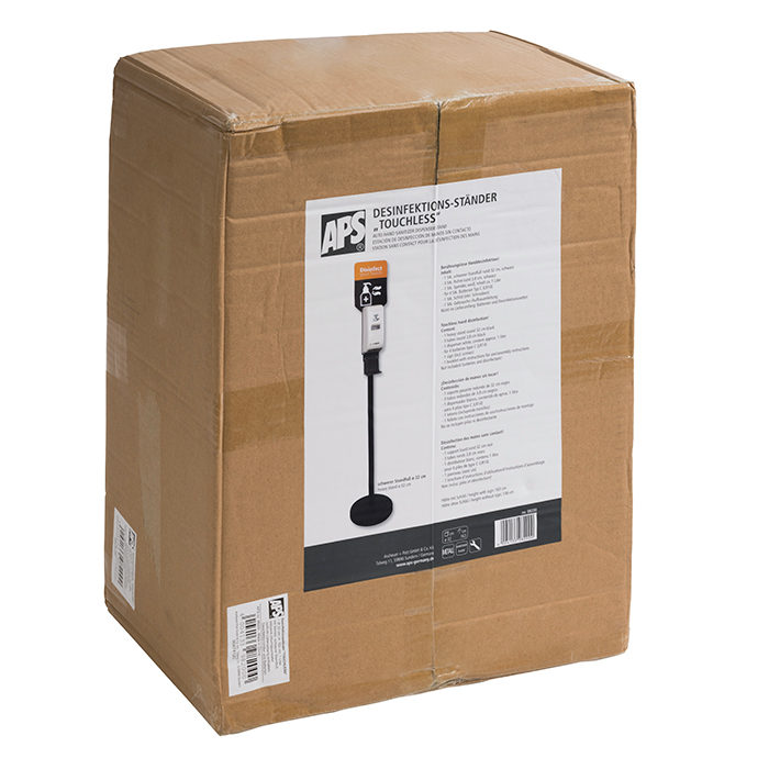 Desinfektionsständer Ø 32 cm, H: 163 cm Metall, schwarz, Kunststoff mit Sensor