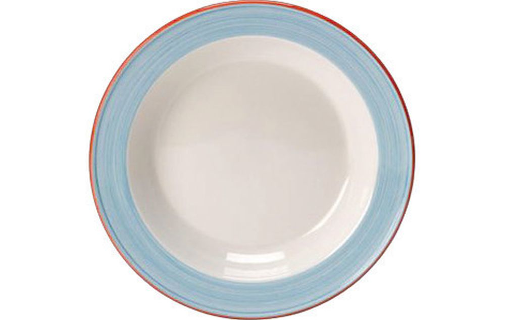 Steelite Suppenteller Slimline 215 mm weiß mit Rio Blue